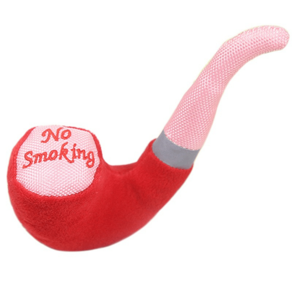 Plush Smoking Pipe Squeaky Dog Toy