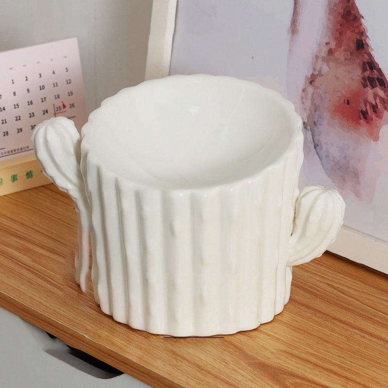 Ceramic Cactus Raised Dog Food Bowl
