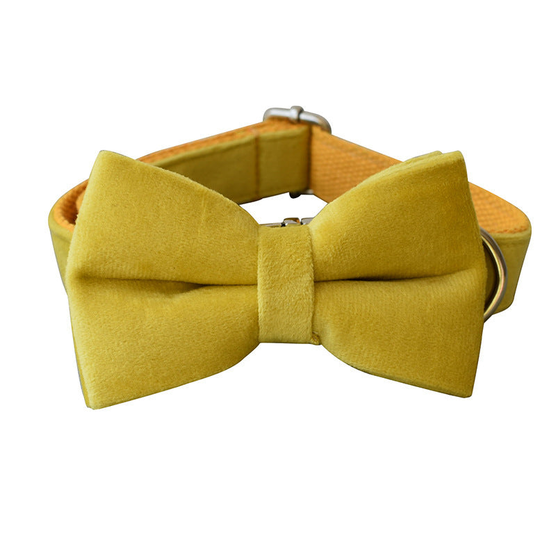 Yellow Fleece Pet Dog Collar Adjustable