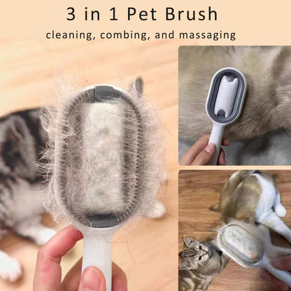 Cat Hair Brush With Water, Sticky Brush For Cats, 4 In-1 Cat Grooming