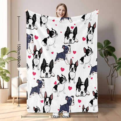 1pc Adorable Fleece Dog Blanket - Soft, Cozy, Lightweight For Couch