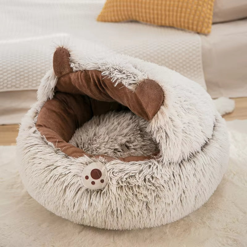 Winter New Long Plush Pet Cat Bed Round Cat Cushion