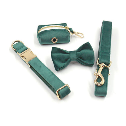 Green Velvet Dog Collar Dog Leash Pet Collar