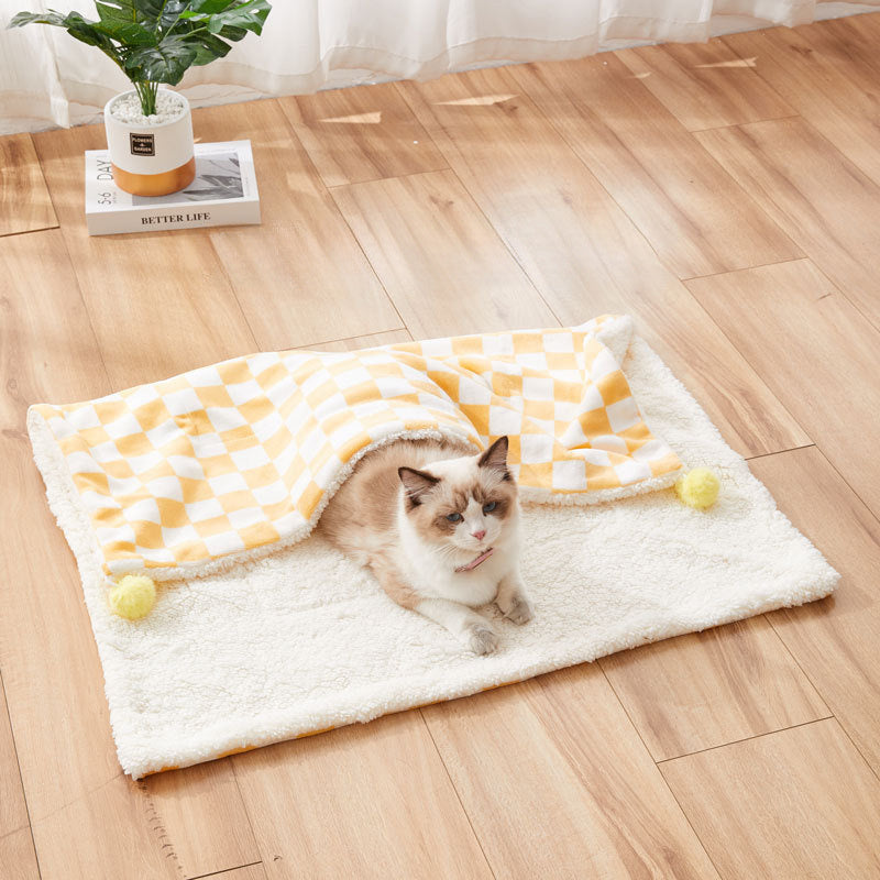 Comfortable Bed For Cats Dogs Plush Pet Blanket Cozy Dog Bed