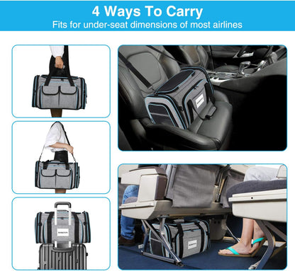 Large Soft Sided Pet Travel TSA Carrier 4 Sides Expandable