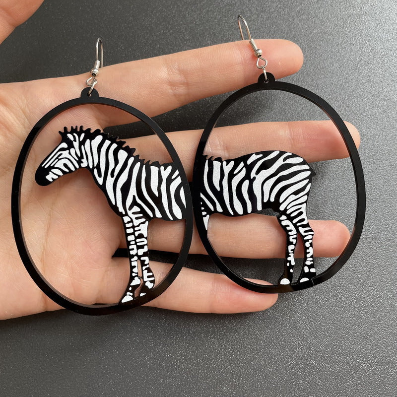 Acrylic Dangle Earrings Round Asymmetric Dog Drop Earrings