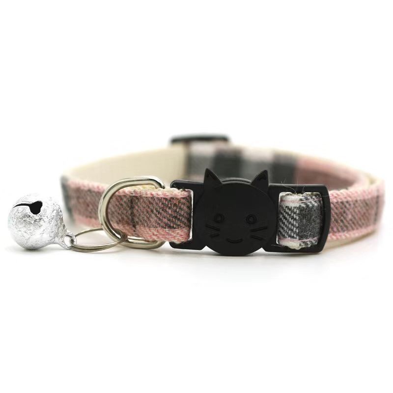 Pet Plaid Bowless Bell Collar