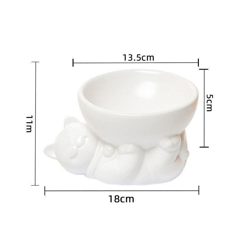 Pet Bowl High Foot Slanted Mouth Protection Spine Creative