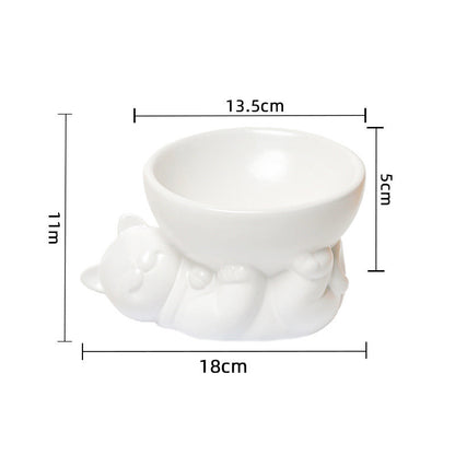 Pet Bowl High Foot Slanted Mouth Protection Spine Creative