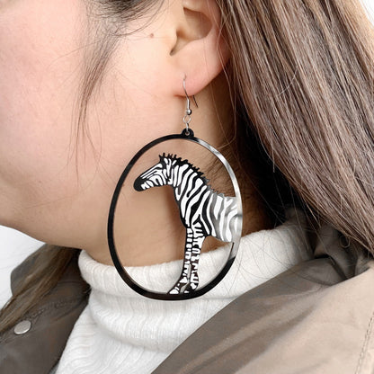 Acrylic Dangle Earrings Round Asymmetric Dog Drop Earrings