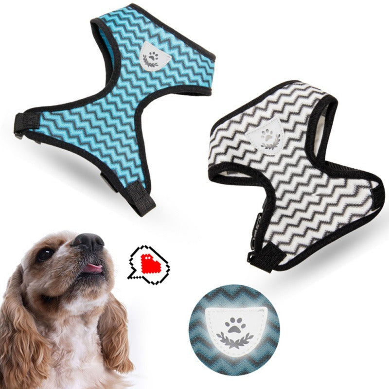 Pet Wave Pattern Traction Reflective Chest Harness