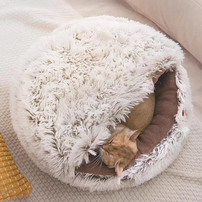 Winter New Long Plush Pet Cat Bed Round Cat Cushion