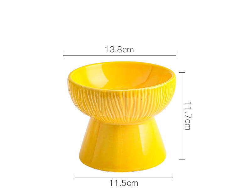 Anti-tip Ceramic Pet High Bowl Cat Food Bowl