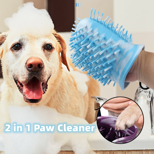 2 In 1 Dog Paw Cleaner Cup Soft Pet Dog Foot Cleaning Washer Brush