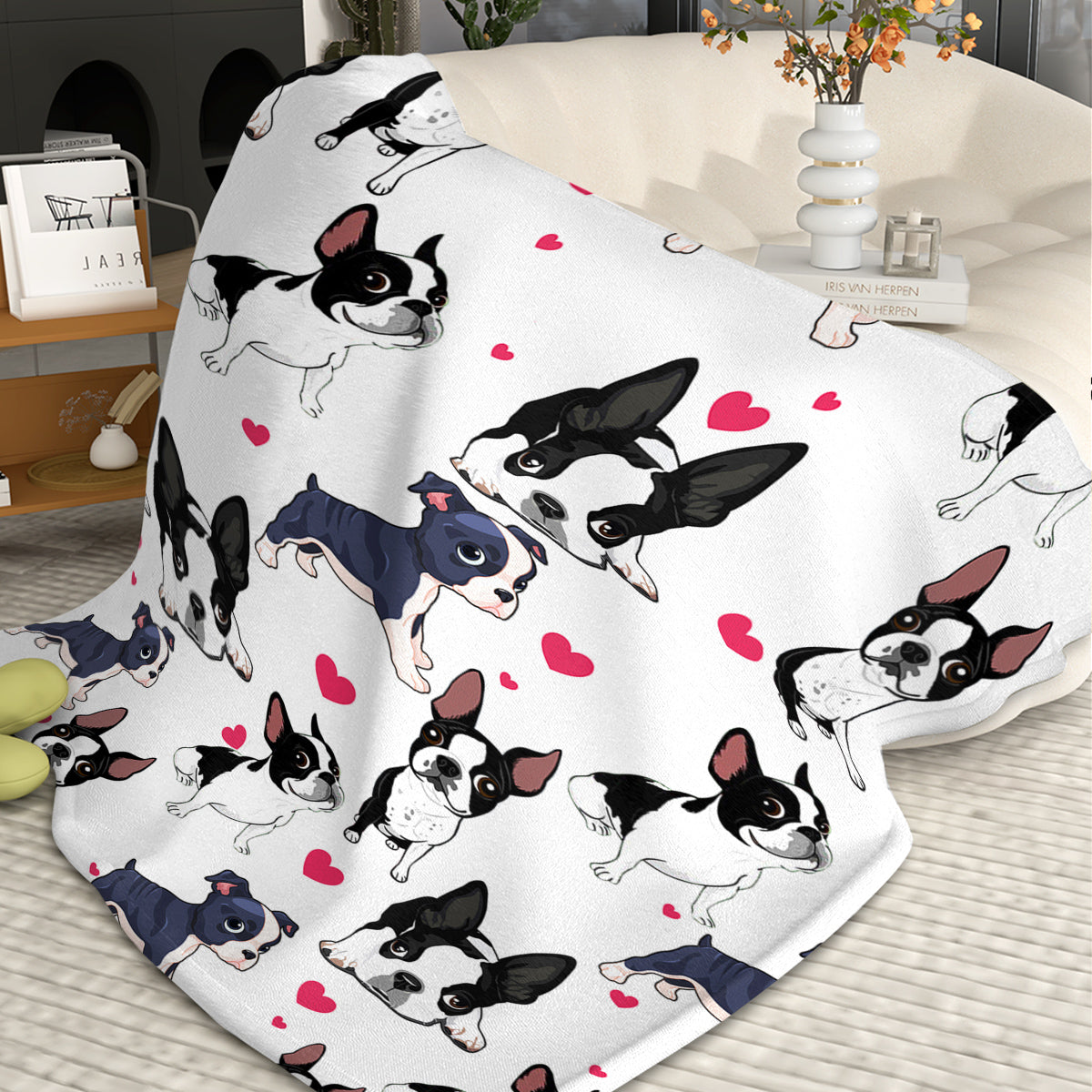 1pc Adorable Fleece Dog Blanket - Soft, Cozy, Lightweight For Couch