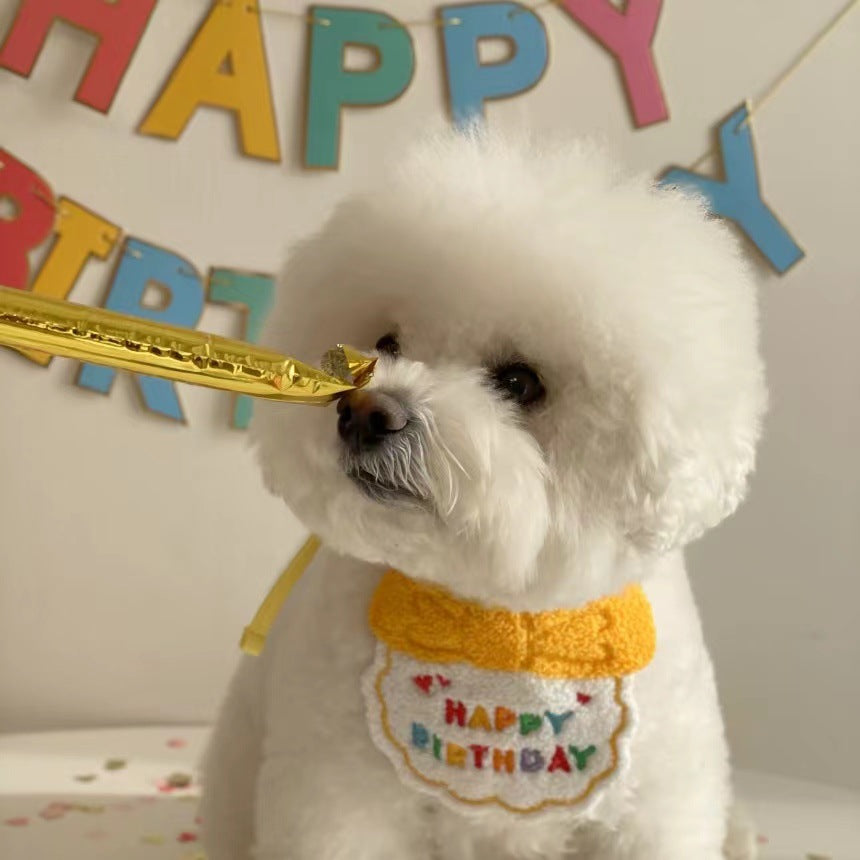 Party Birthday Hat Bib Dog Cat Pet Saliva Pocket Saliva Towel Bichon Frise