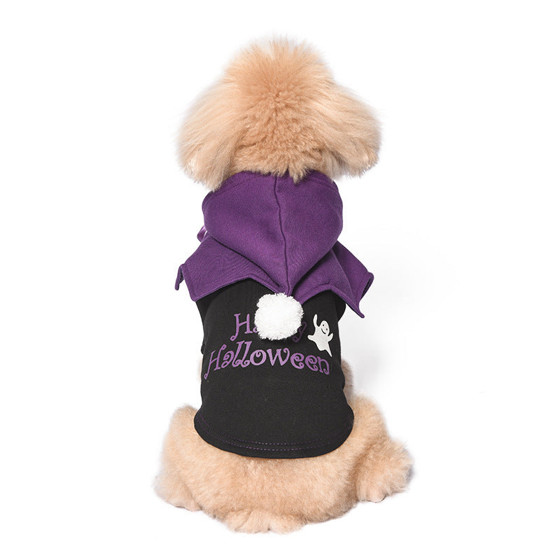Halloween Pumpkin Funny Two-piece Sweater Shawl Dog Clothes