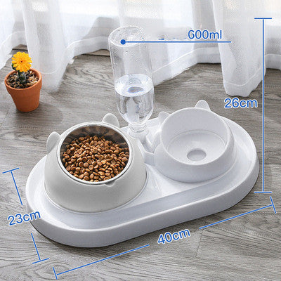 Stainless Steel Cat Bowl Dog Bowl Double Bowl