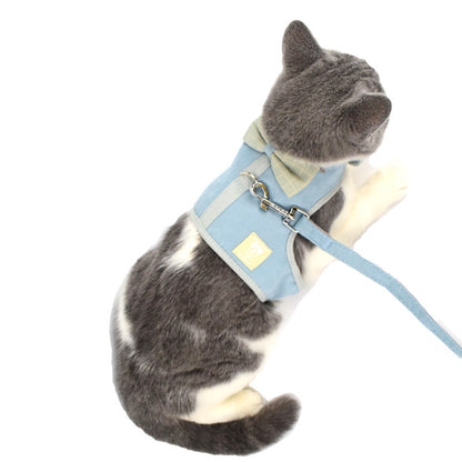 Grid Pet Harness Korean Style Small And Medium-sized