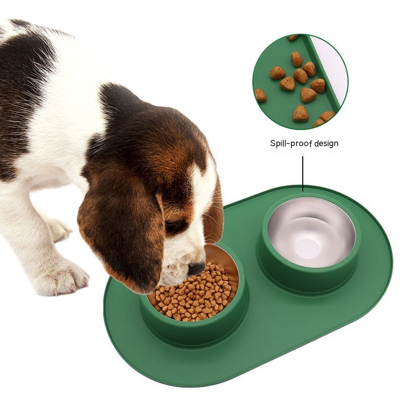 Pet Anti-skid Anti-splash Silicone Stainless Steel Bowl For Pet