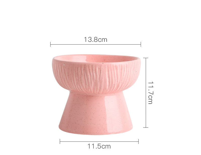 Anti-tip Ceramic Pet High Bowl Cat Food Bowl