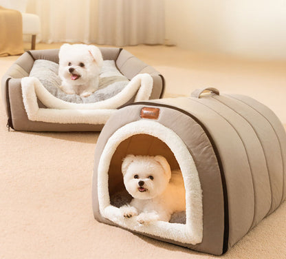 Autumn And Winter Dog Plain Quilted Portable Nest