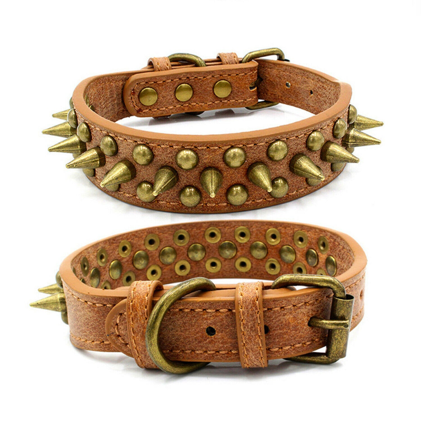 Retro Studded Spiked Rivet Large Dog Pet Leather Collar Pit Bull S-XL