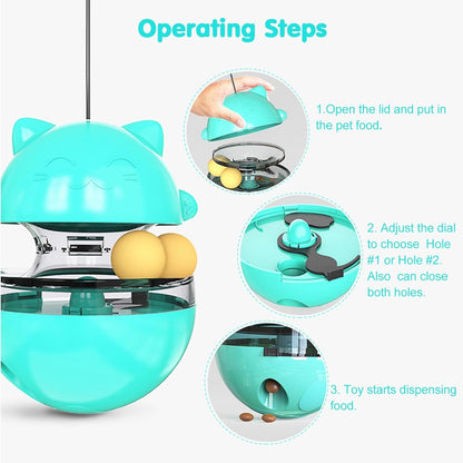 Interactive Cat Treat Dispenser Toy Tumbler Feeder Toy