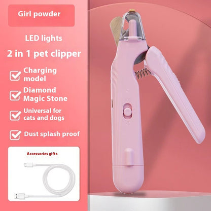 2 In 1 Pet Nail Clippers With Led Light Dog Cat Special