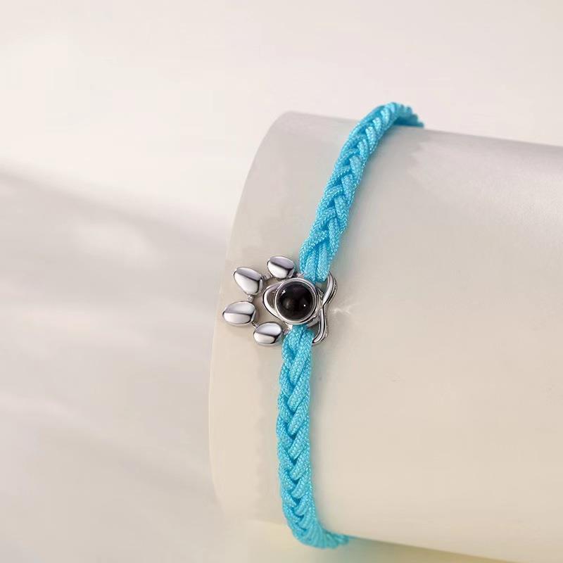 Beaded Personalized Photo Projection Bracelet Custom Photo Dog Paw