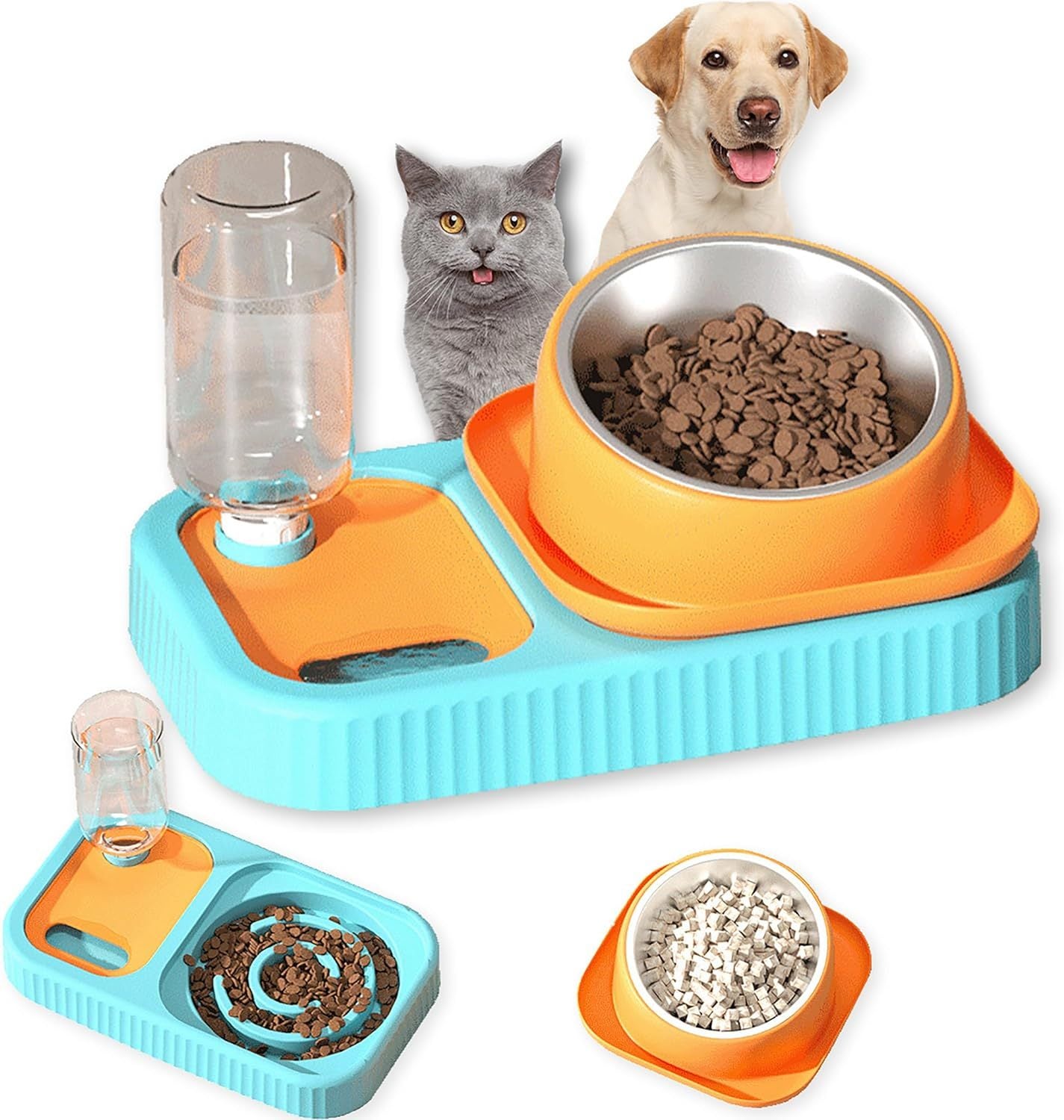 Cat Dog Food And Water Bowl Set Double Food Bowls