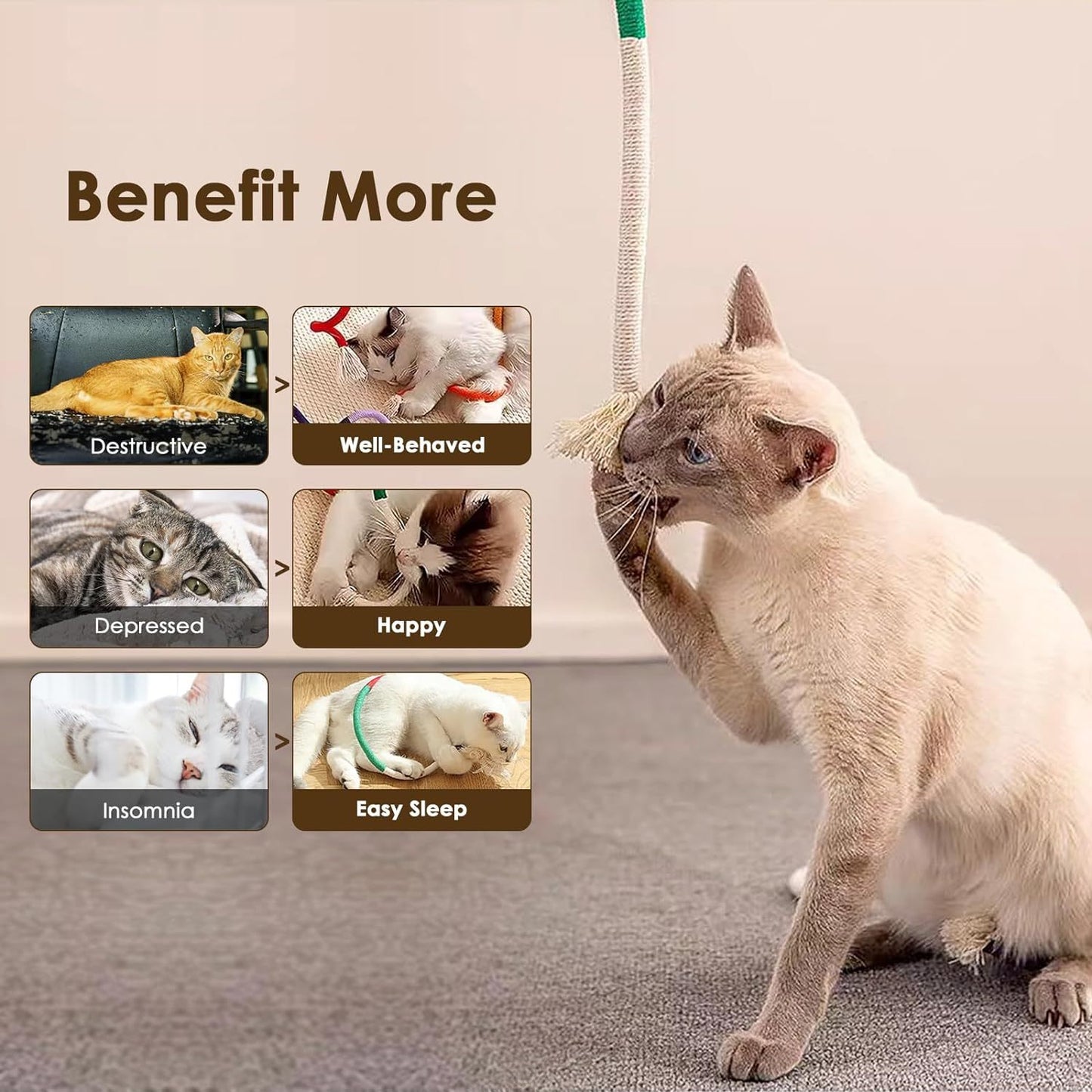 Cotton Rope Cat Toys For Indoor Cats Interactive Cat Rope