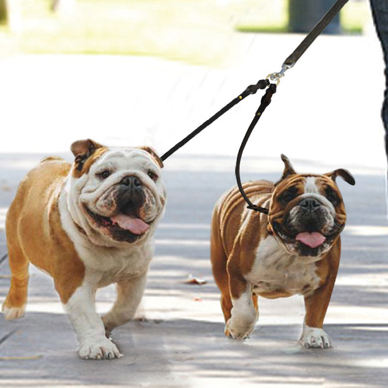 Cowhide Rope Double Hook Traction Two Dogs