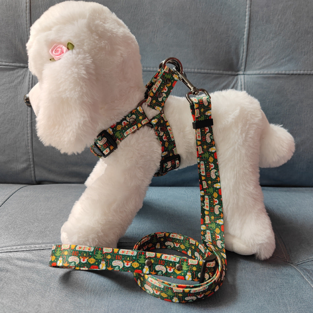 Christmas Dog Leash Chest Harness Pet