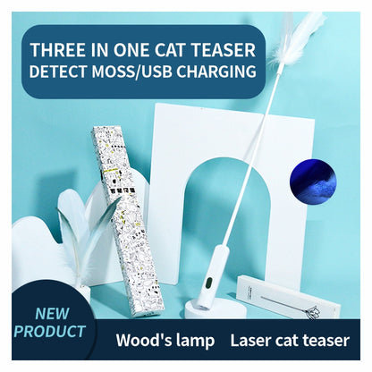 Cat Teaser Stick Laser Teaser Stick Feather Three In One USB Charging