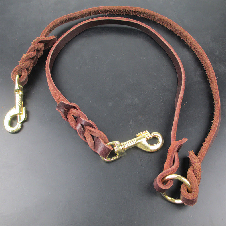 Cowhide Rope Double Hook Traction Two Dogs