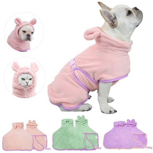 Pet Bathrobe Dog Bath Towel Super Absorbent Shower Cleaning