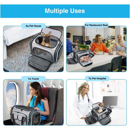 Large Soft Sided Pet Travel TSA Carrier 4 Sides Expandable