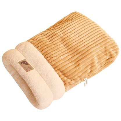 Pet Sleeping Bag Winter Warm Soft Plush Semi Enclosed Cat Nest