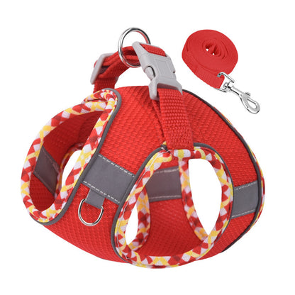 Pet Harness Reflective Plaid Covered Dog Hand Holding Vest