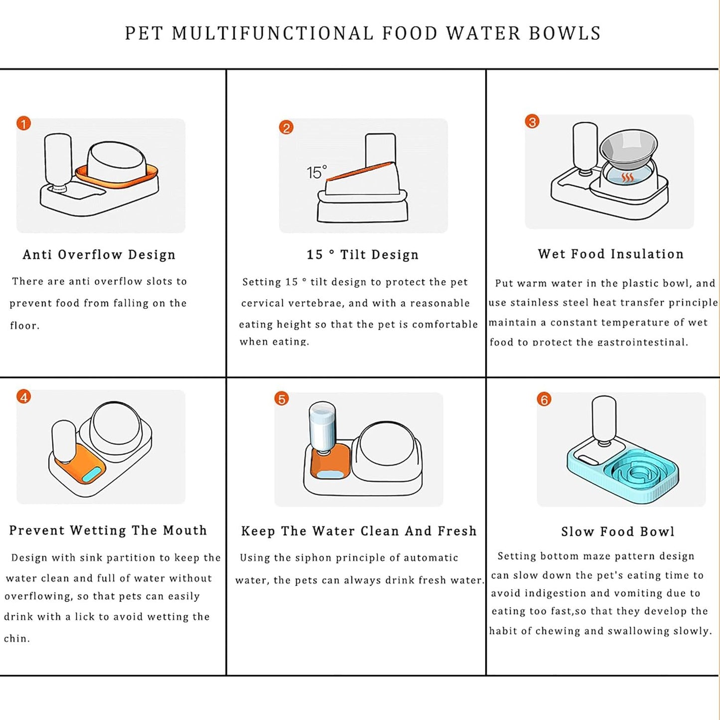 Cat Dog Food And Water Bowl Set Double Food Bowls