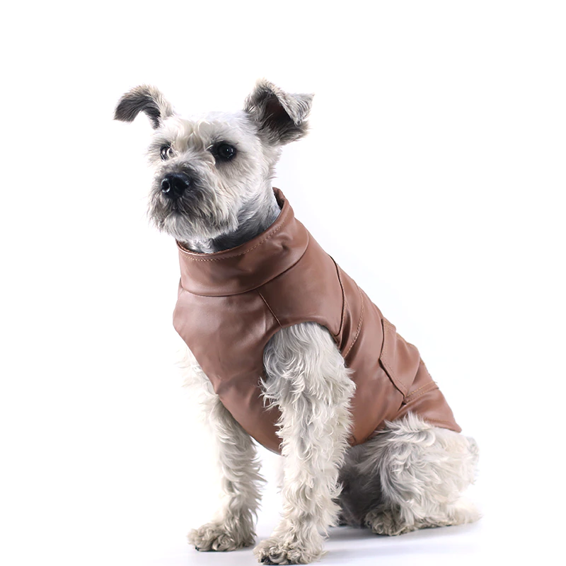 PU Leather Pet Dog Jacket Winter Warm Dog Clothes