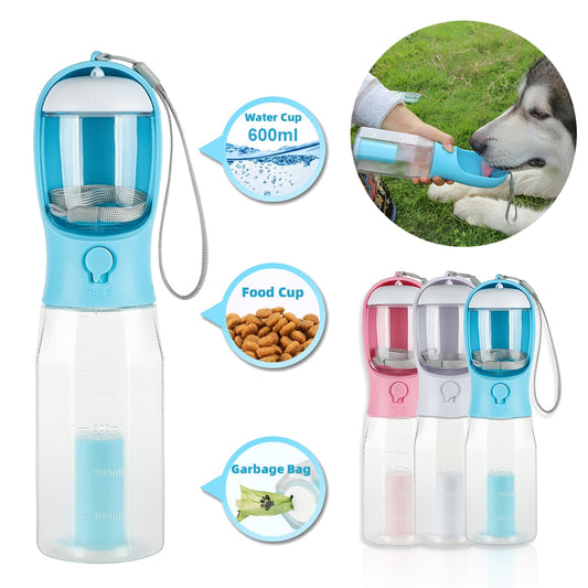 Portable Cat Dog Water Bottle Food Feeder Drinker