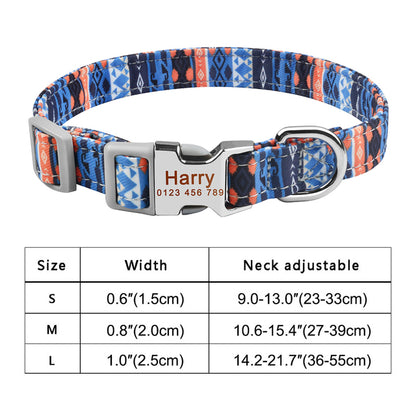 Adjustable Nylon Plaid Unisex Dog Collar Personalized