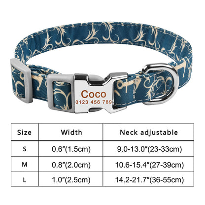 Adjustable Nylon Plaid Unisex Dog Collar Personalized