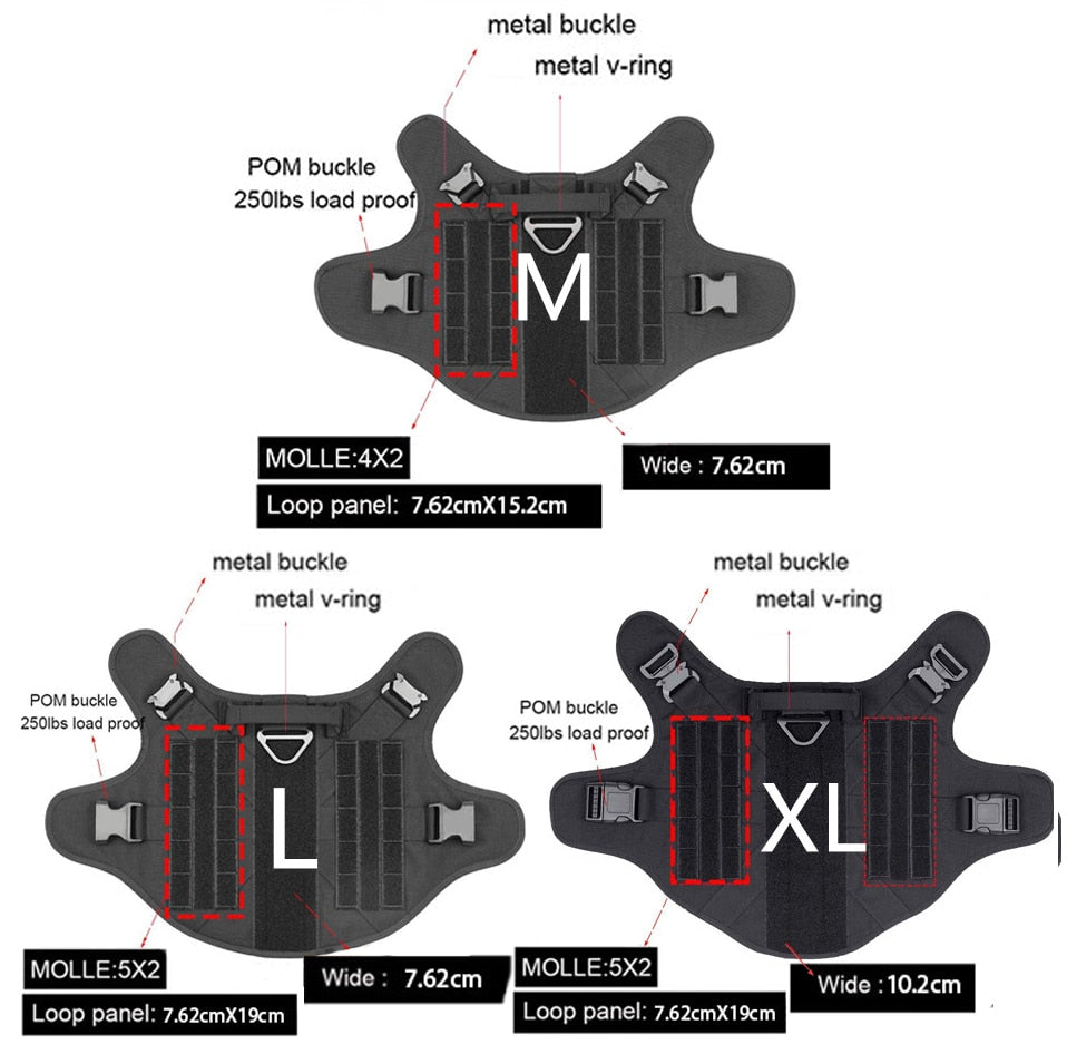 Best Tactical Dog Vest Harness And Leash Set Metal Buckle Dogs Training