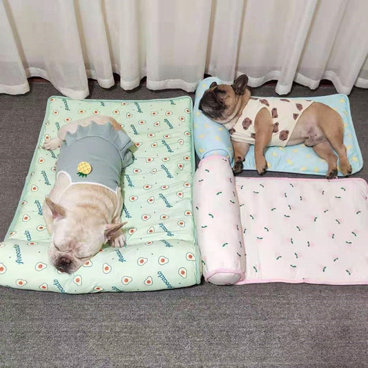 Best Calm and Relaxed Dog Cooling Bed Blanket Breathable Ice Pad With Pillow