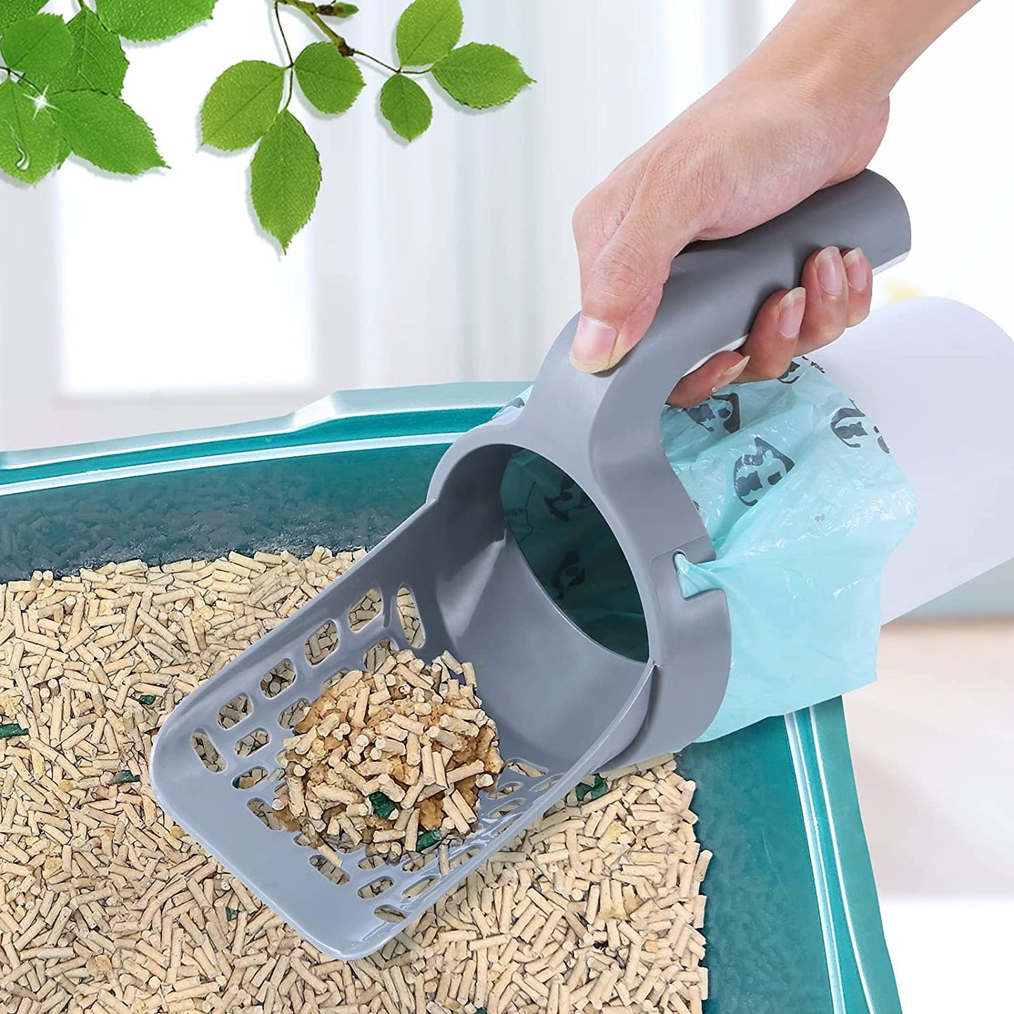 Best Cat Litter Scooper with Built-in Bag Cat Shovel Cleaning Poop