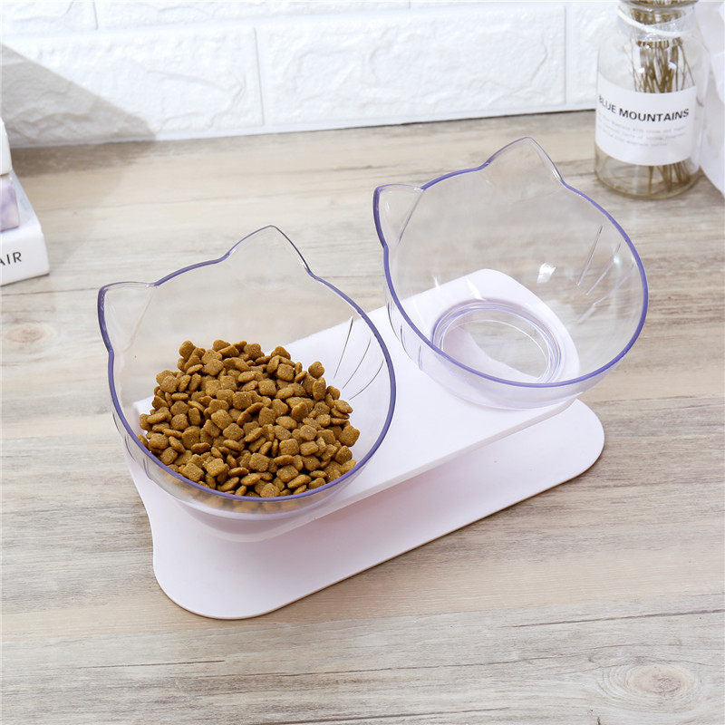 Best Explosive Cat Double Bowl Comfortable Feeding Food Bowl  With Protection