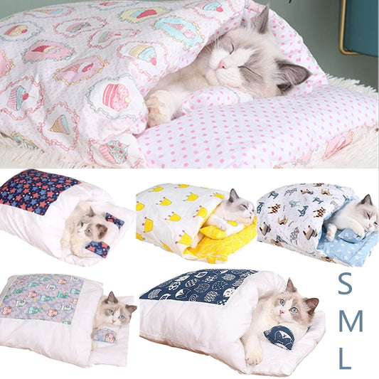 Best Cat Dog Bed Cotton Sleeping Bag Kennel Nest Cushion Warm Winter Bed